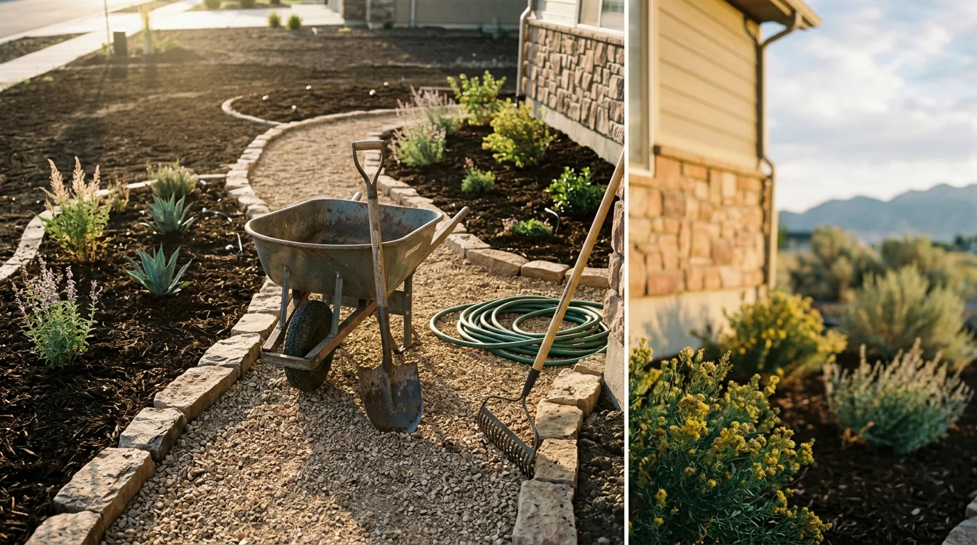 Landscaping work on a residential property in Tooele County
